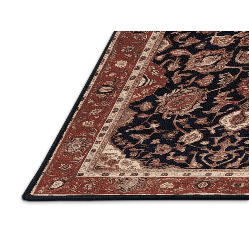 Machine Washable Persian Brown Area Rug, Carré 5 pi