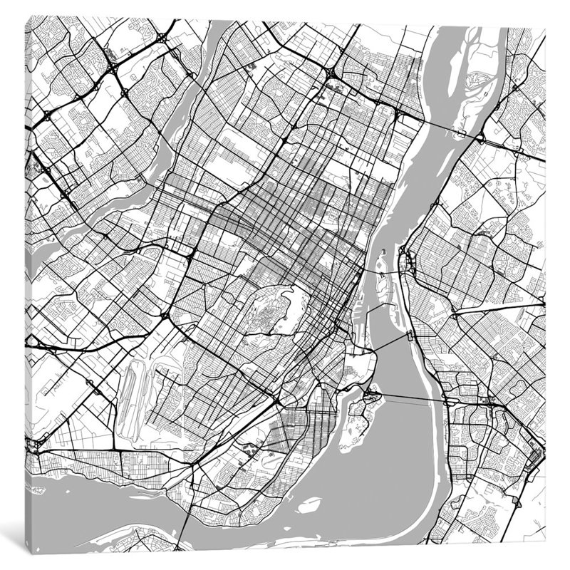« montréal route », impression sur toile tendue, H 12 po x l 12 po x P 0,75 po, Toile tendue, Pas de tapis