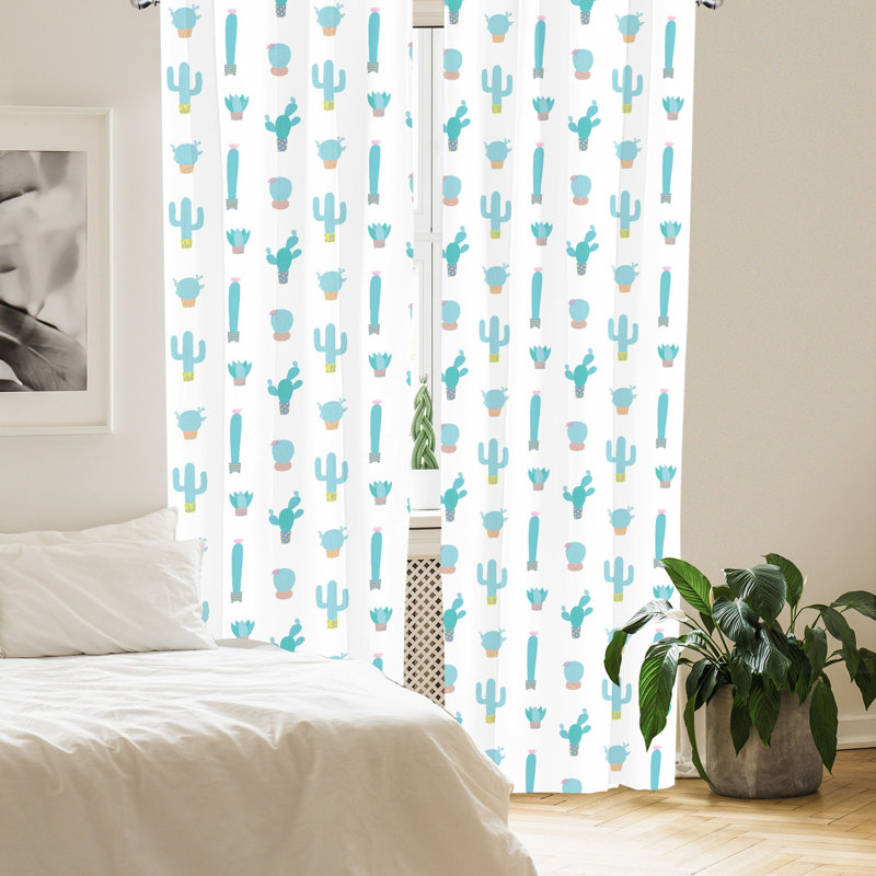 Paire de rideaux semi-transparents avec passe-tringle Plants, 28 po x 95 po