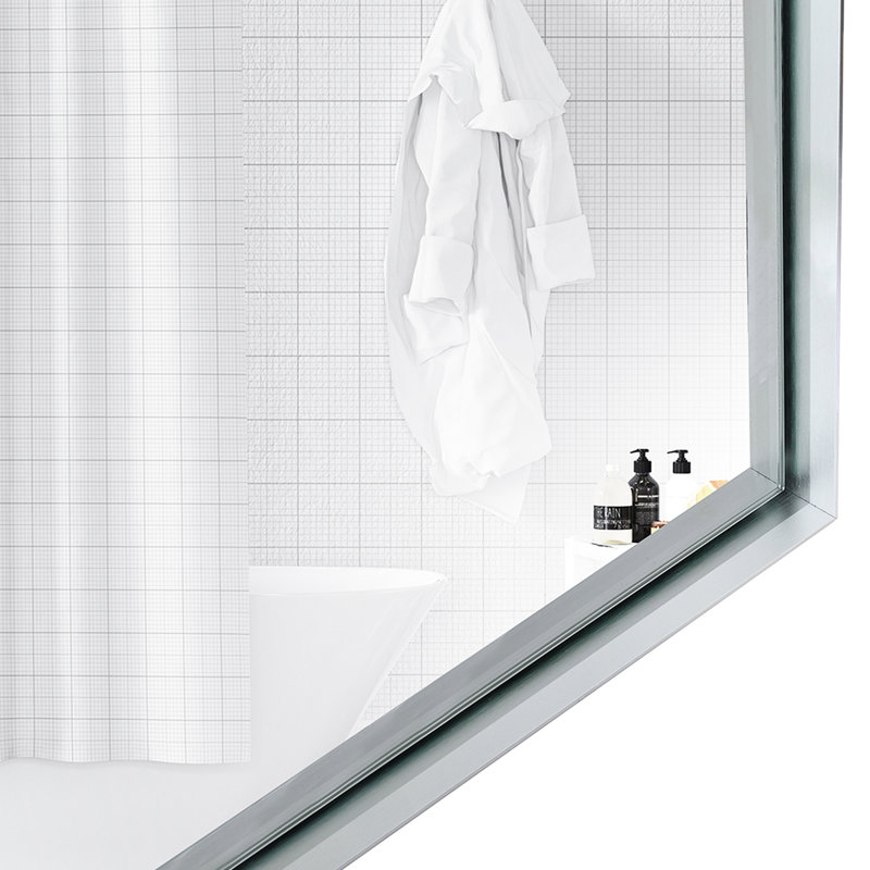 Miroir de salle de bain argenté 40 po x 30 po avec rectangle biseauté élégant pour un look raffiné