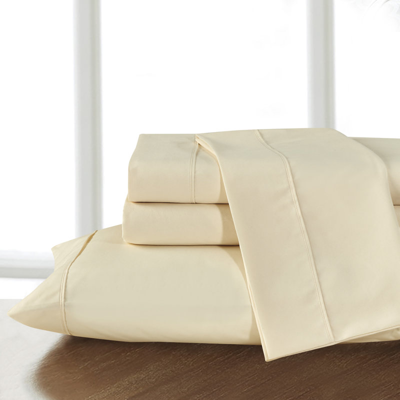 Organic Cotton 100% Cotton Sheet Set, King Sheet Set with 2 Pillowcases, Ivory