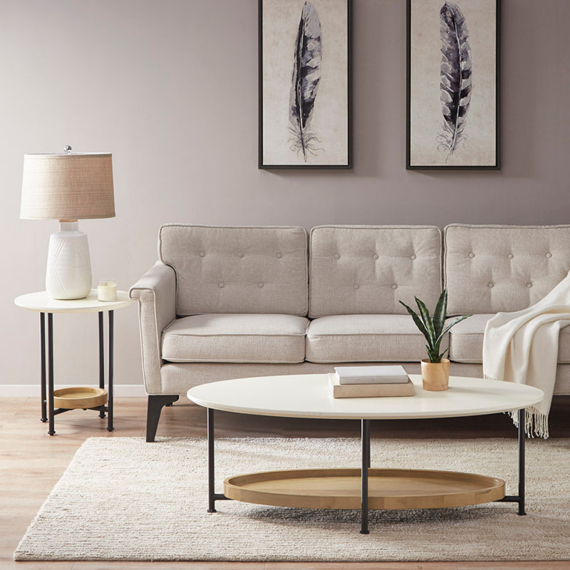 Table basse ovale avec tablette inférieure
