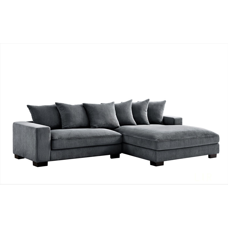 Luxe Oversized Two-Piece Right Facing Sectional Couch With Deep Seating, 102.4-Inch L Shaped Sofa In Soft Corduroy Fabric