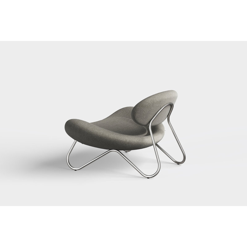 Meadow Lounge Chair, Black Painted Steel Frame, Brushed Stainless Steel, Natural Polyester Blend