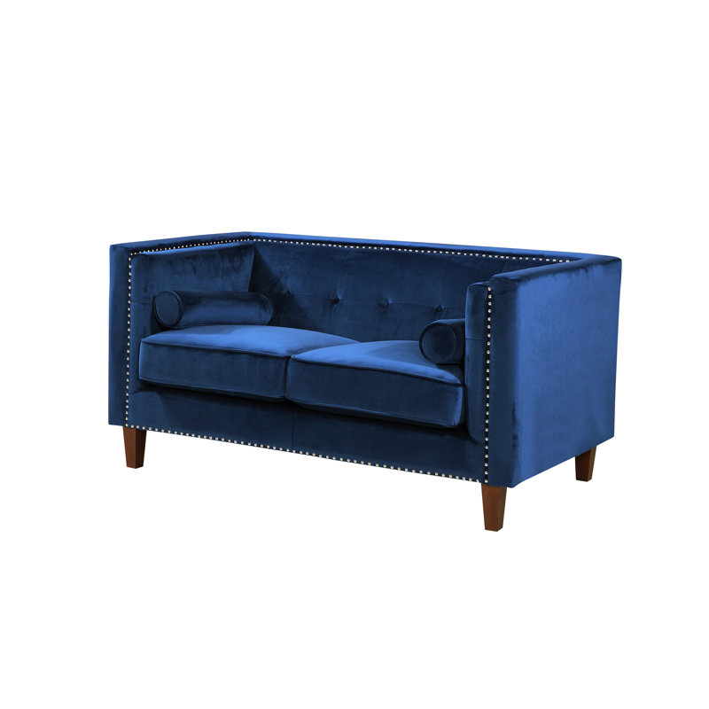 Causeuse capitonnée Chesterfield, Blue Polyester