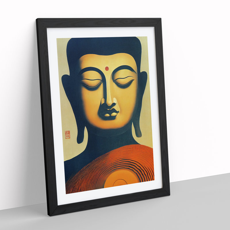 Buddha Aglow - Single Picture Frame Print, Black, 46cm H x 34cm W x 2cm D