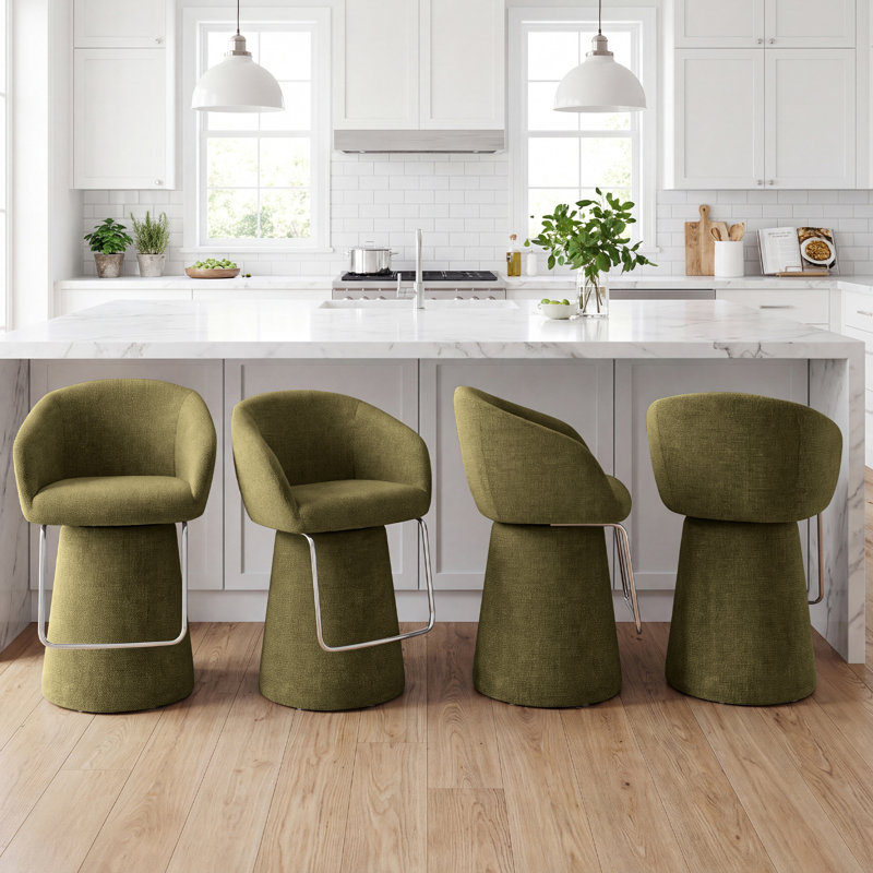 Tabourets de bar rembourrés Everly (4 pièces), Green, 4