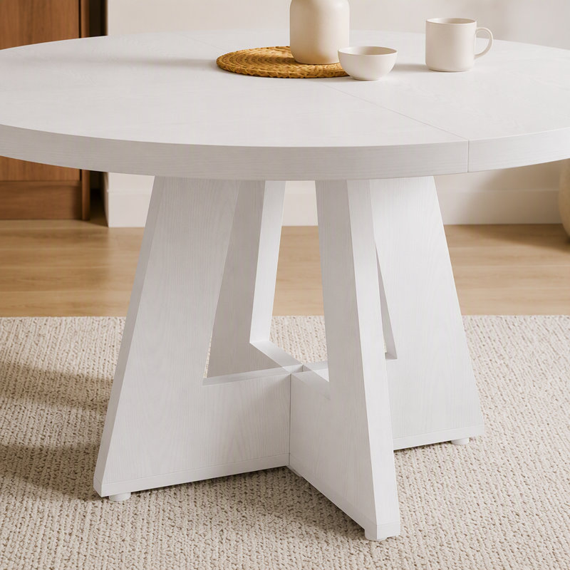 Table de salle à manger ronde de 119 cm (47 pouces) pour 4 à 6 personnes, de style campagnard, idéale pour la cuisine ou la salle à manger.