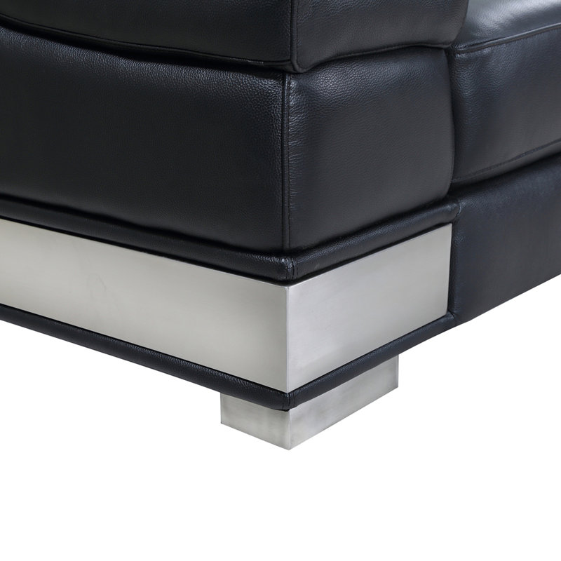 Chaise en cuir italien à grain supérieur, Noir
