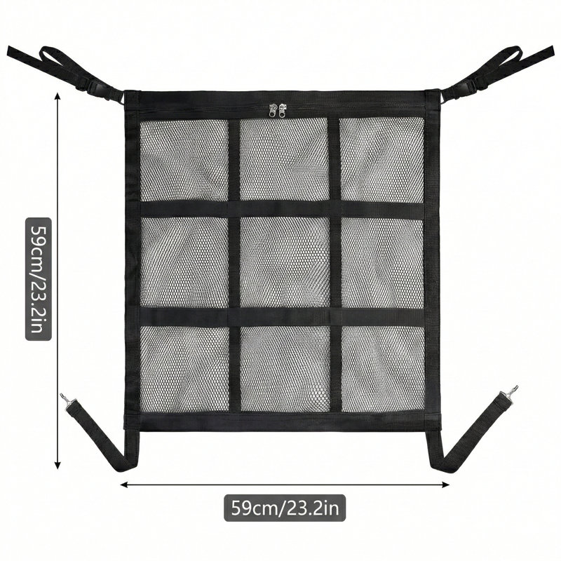 Barrière de véhicule canine avancée modèle 2026, construction en filet à double couche avec accès à fermeture à glissière, s'adapte universellement aux VUS, berline et camions, 23 x 23 pouces, facile à installer et facile à installer
