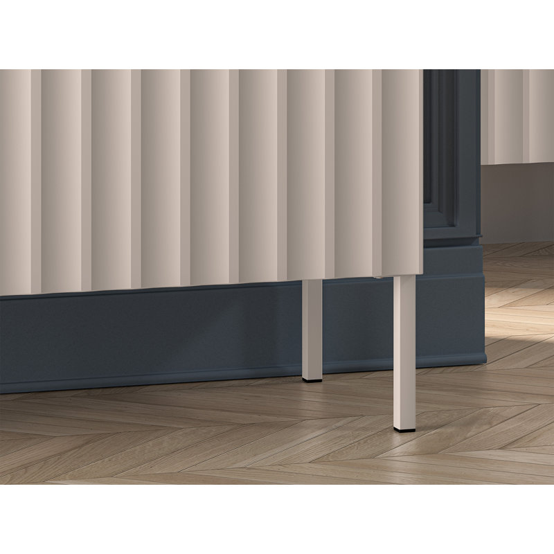 Three-Door Chest of Drawers with Fluted Fronts 170 cm Light Beige