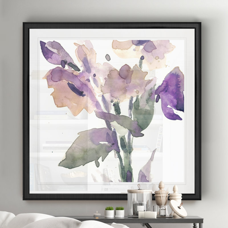 «Garden Blooms II», peinture sur toile, H 17,5 po x l 17,5 po x P 1,5 po, Cadre noir