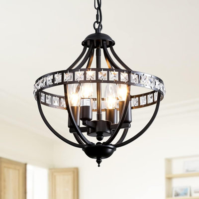 Lustre en cristal 4 lumières avec luminaire suspendu rustique rétro à hauteur réglable et réglable pour îlot de cuisine, salle à manger, salon, chambre à coucher, vestibule et couloir