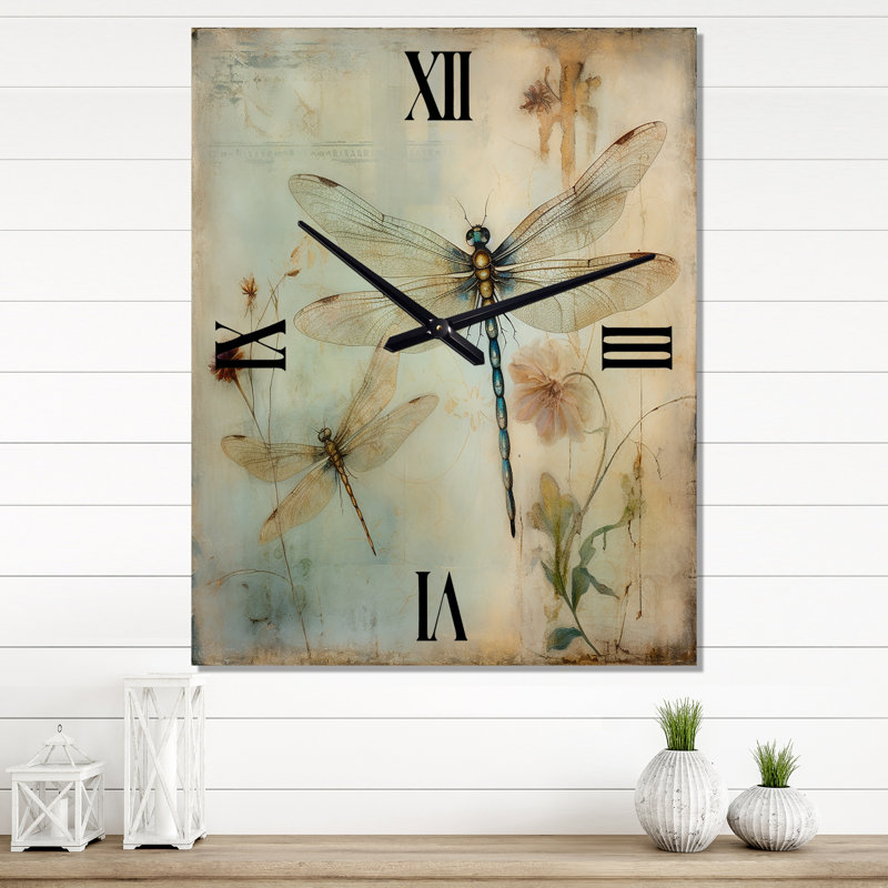 Horloge murale rétro avec libellule volant I - animaux, Petit
