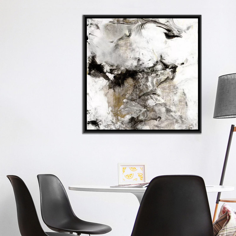 «Marble Onyx II», reproduction sur toile, H 18 po x l 18 po x p 1,5 po, Toile avec cadre noir, Pas de tapis