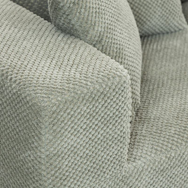 Canapé modulaire modulaire à 3 places - Canapé à assise profonde en mousse avec chenille moelleuse, conception à profil bas pour petits espaces, vert clair