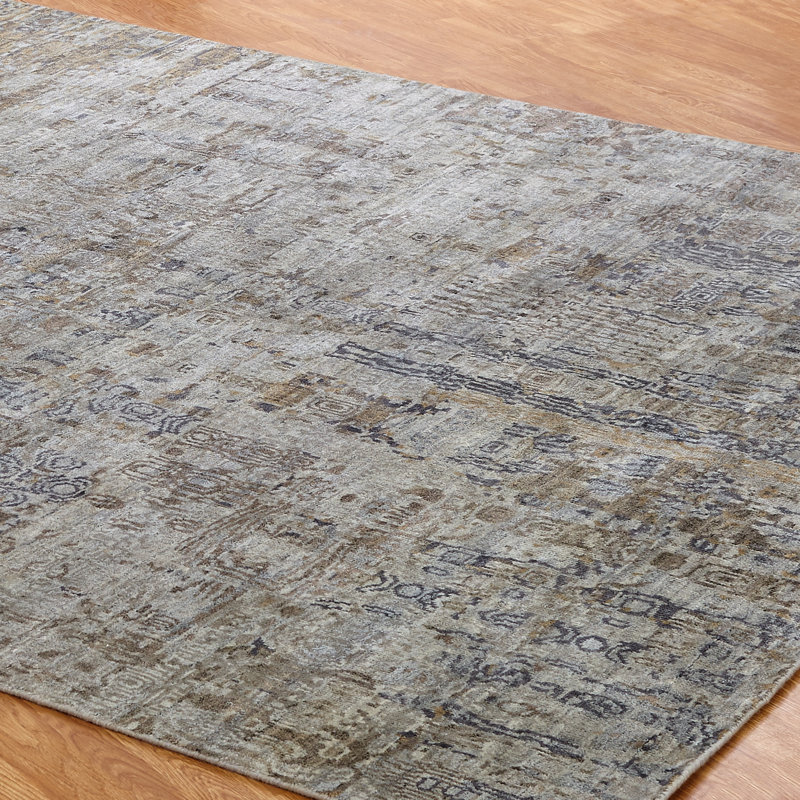 Abstract Area Rug in Gray, Rectangle 2' x 3'