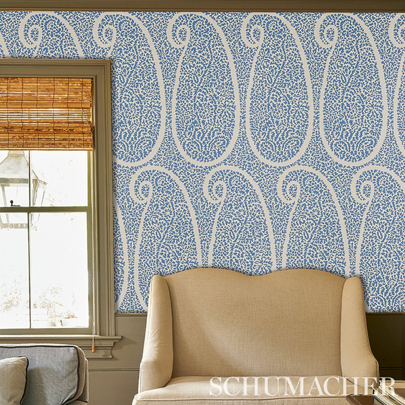 Ambala Paisley Sisal Wallpaper, Blue