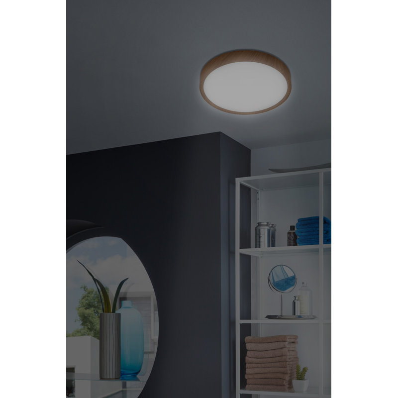 Azeemah LED Flush Mount, Wood, 6cm H x 34cm W x 34cm D