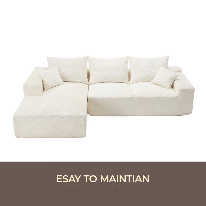 Tissu élégant, excellent toucher, design en forme de L, confort intime, grande profondeur d'assise, extension libre, combinaison aléatoire, flexibilité, compression complète, aucune installation du canapé