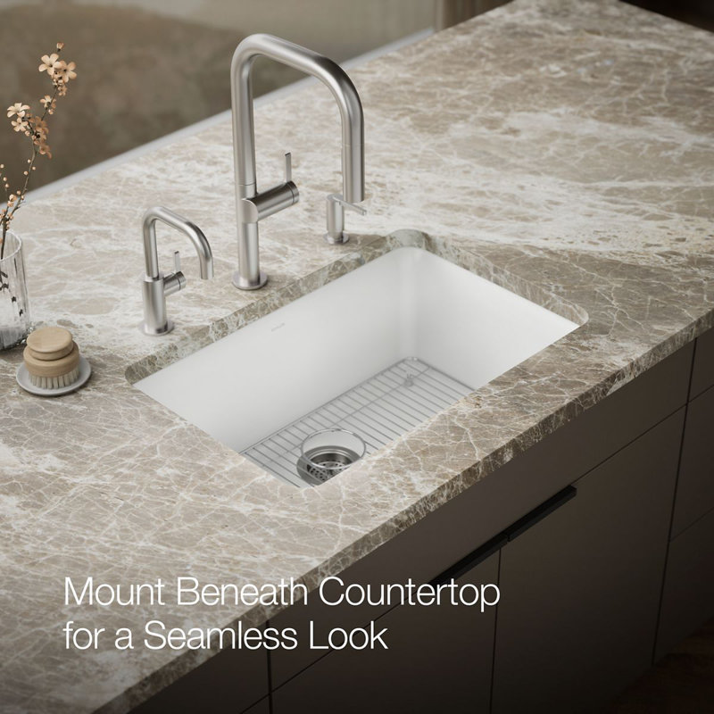 Cairn® Neoroc 27-1/2" x 18-5/16" x 9-1/2" Undermount Kitchen Sink, Matte White