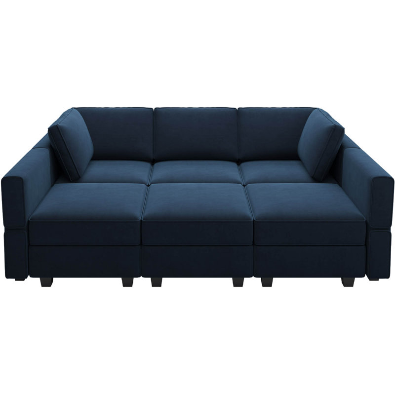 Jersi 6 Storage Ottoman Sleeper Velvet Sofa Bed