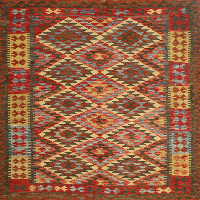 Tapis brun/gris/crème contemporaine, Carré 4 pi