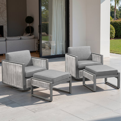 Trinie Outdoor Glider Chairs With Ottomans And Cushions