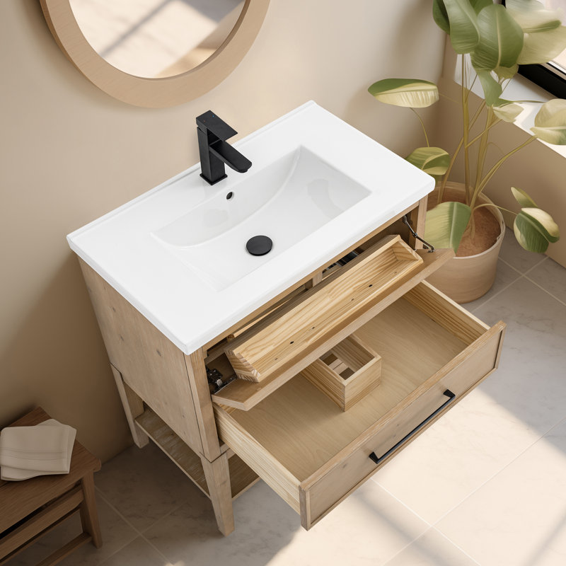 Brodnax 30.13" Single Bathroom Vanity Set, Fir Essence