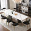 Ensemble de table de salle à manger moderne pour 8 à 10 personnes avec table de salle à manger extensible en pierre frittée de 94,5 po et 8 chaises avec accoudoirs rembourrés en tissu-1983272663-1983272681