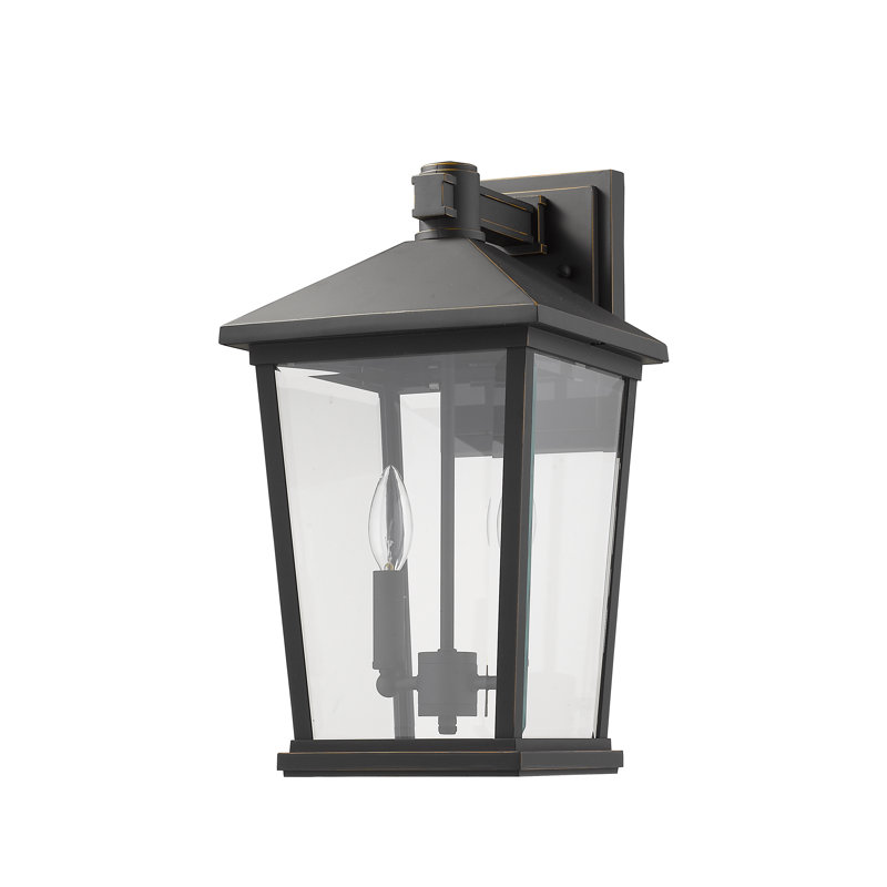 Lanterne murale d'extérieur à 2 ampoules H 17,75 po Bourke, Bronze huilé
