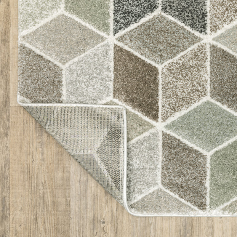Tapis noir et gris à tissage mécanique 5 pi x 8 pi