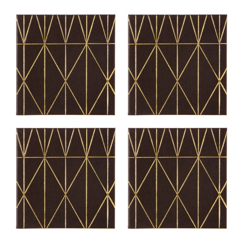 Geome Wood Square 4 Piece Coaster Set