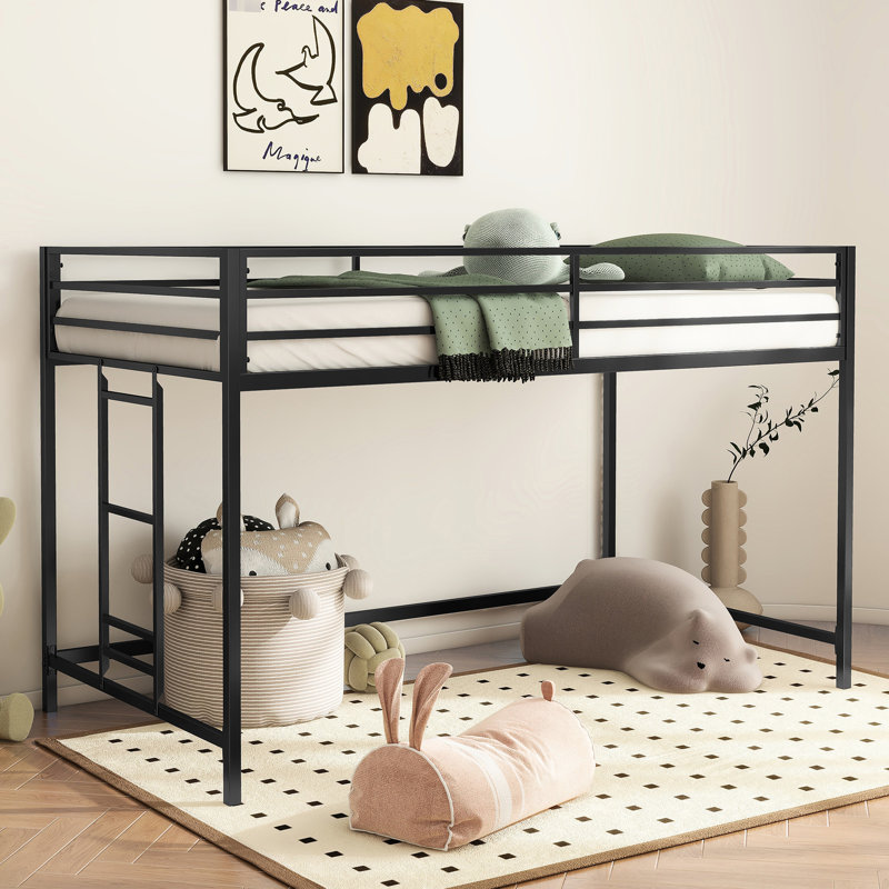 Lit mezzanine peu encombrant noir - convient aux chambres à coucher et aux chambres à coucher de l'Université
