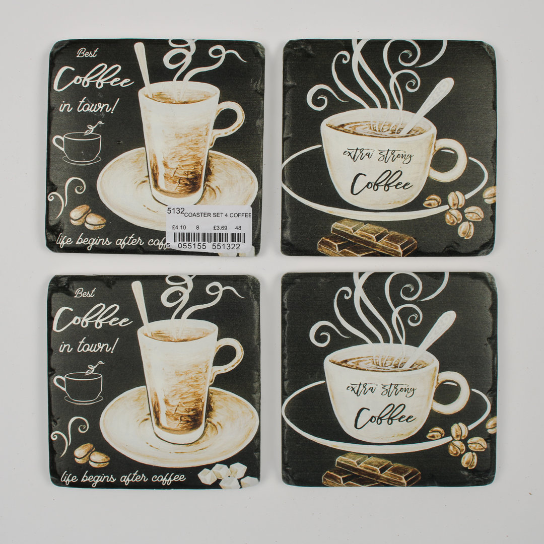 Ceramic Square 4 Piece Coaster Set