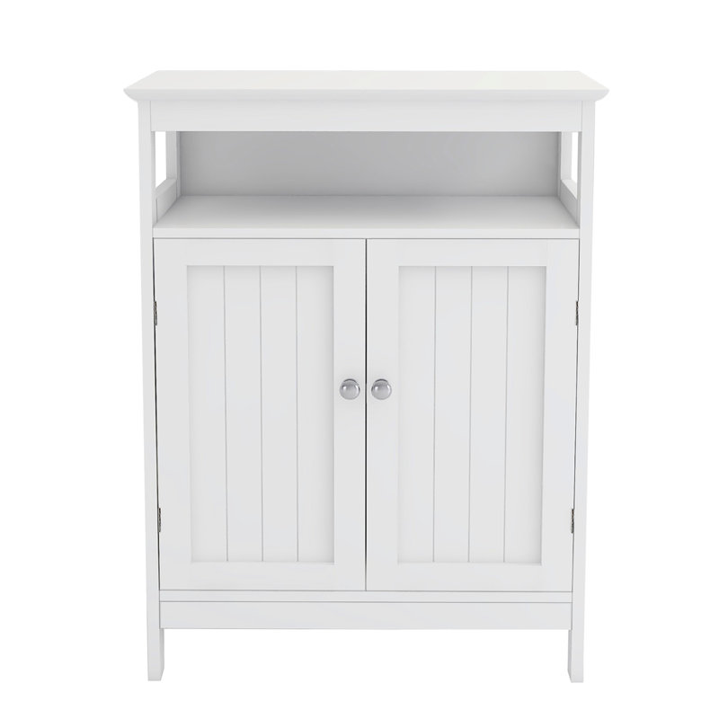 White Bathroom Storage Cabinet With Double Shutters, , Painting, Generous Space, Simple Assembly Procedure Unit Finish, Spacious Storage, Easy Guidance