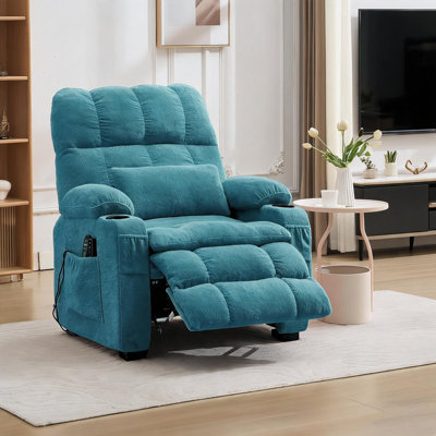 Fauteuil inclinable électrique surdimensionné avec massage, chaleur, port USB et porte-gobelets - Siège large confortable pour le salon, le cinéma maison ou la chambre de bébé