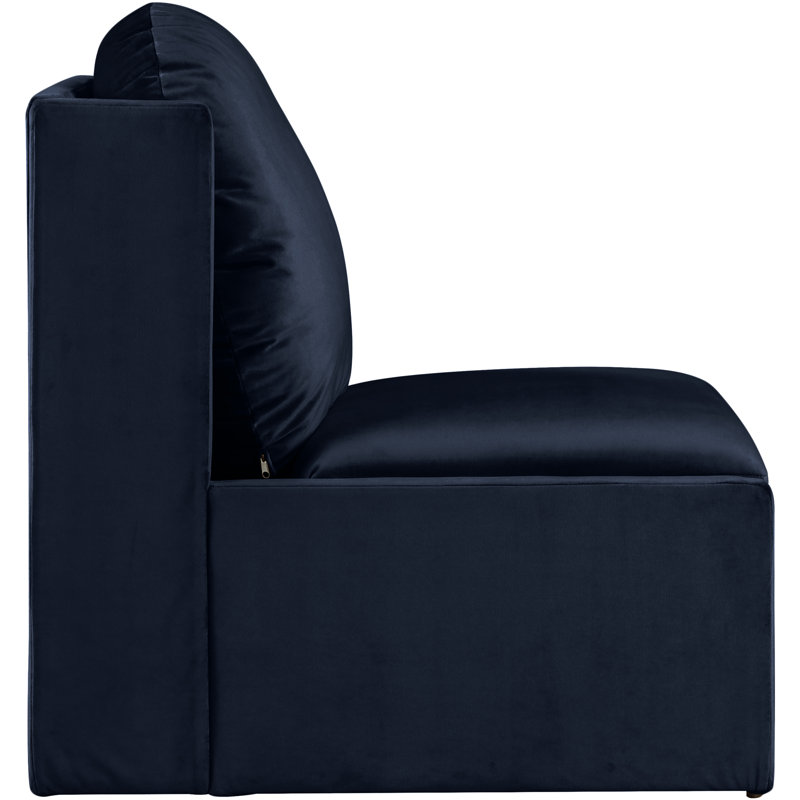 Fauteuil d'appoint en velours Castner, Velours bleu marine
