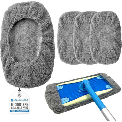 Reusable Microfiber Mop Head Replacement Pads Pack of 4 or 6