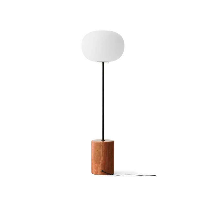 JWDA Floor Lamp, Bronzed Brass/Red Travertine Stone