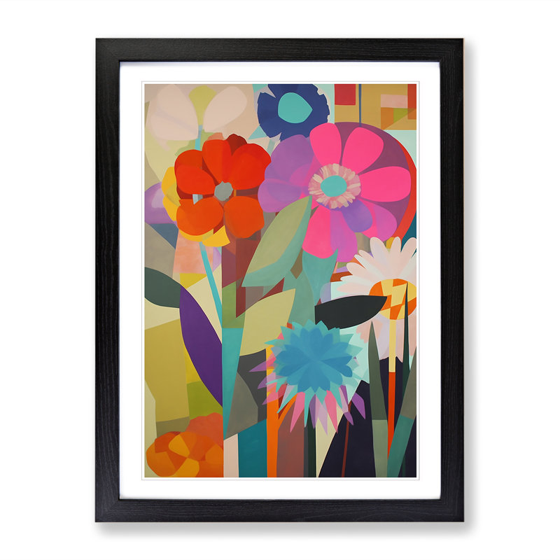 FRM-V0523-968X Flowers Orphism Vol.10 - Picture Frame Print, 64cm H x 46cm W x 2cm D, Black