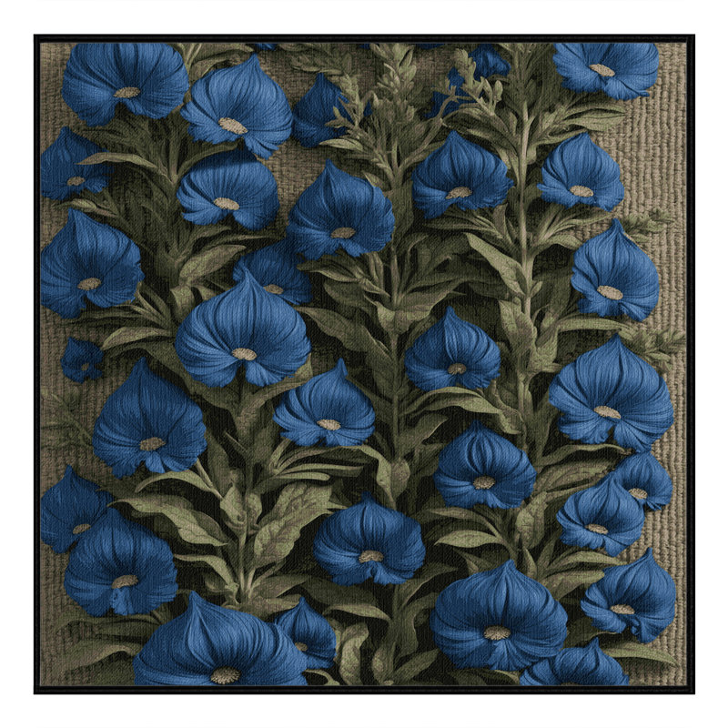 Tapis gris botanique lavable à la machine, Carré 6 pi