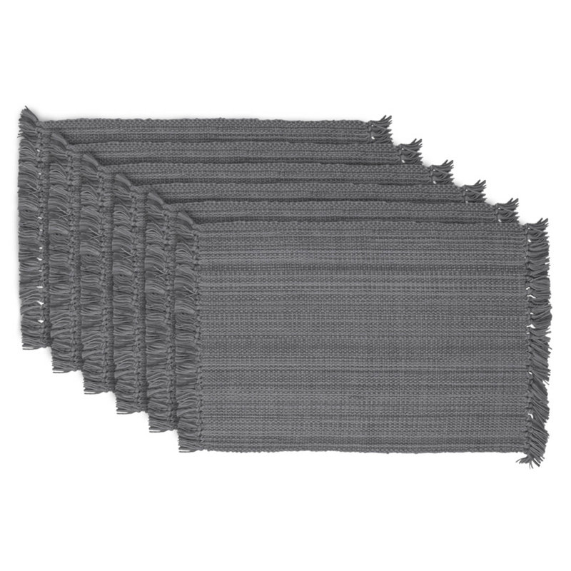 Ensemble de napperons en coton Wieland, Gris, À rayures
