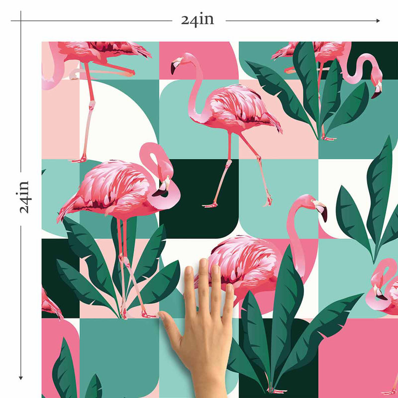 Panneau de papier peint adhésif Flamingo, L 126 po x l 24 po