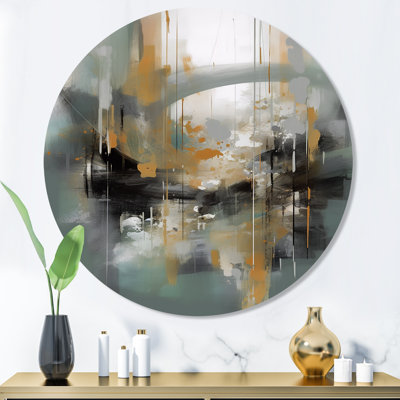 «Abstract Design Shapes V - Abstract Collages», art mural rond en métal