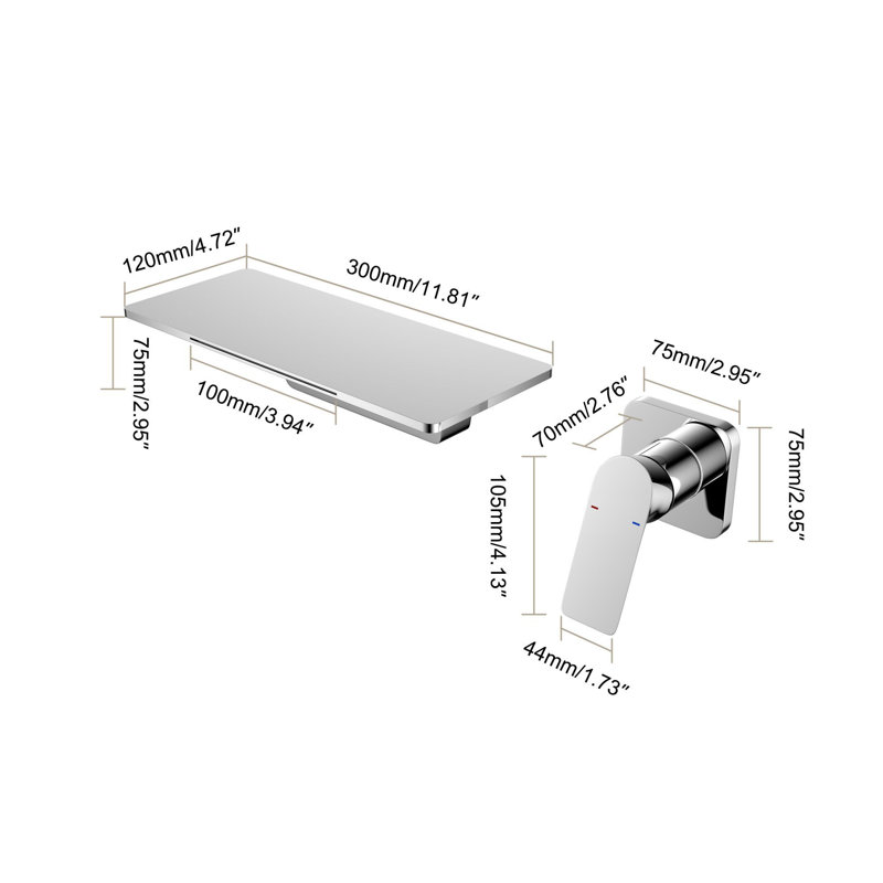 Robinet de salle de bain mural Waterfall
