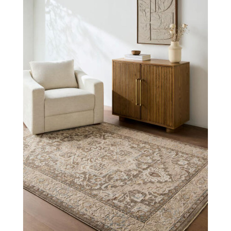 Arda Machine Woven Area Rug, Rectangle 6'7" x 9'6", Chocolate Brown