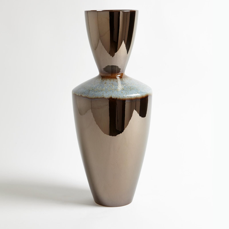 Vase Marta - bronze réactif bleu, 21,25" H x 8,5" L x 8,5" D