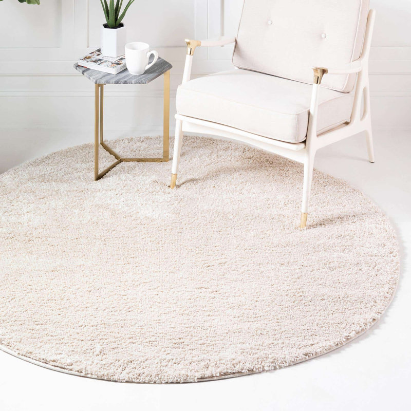 Area Rug, Round 4'1", Beige