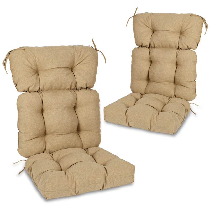  Outdoor Tufted High Back Cushions Patio Replacement Chair Cushion, Set of 2, Brown